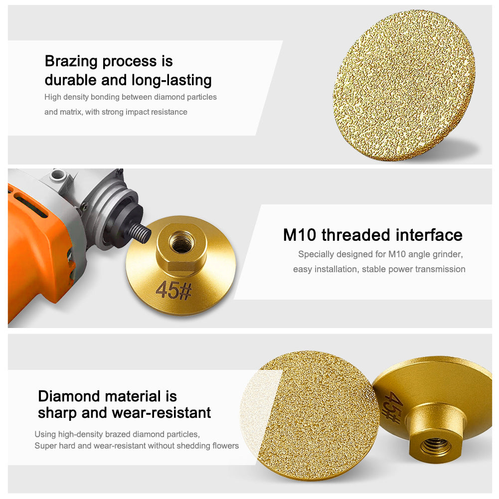 Brazed flat grinding head M10 flat grinding head quartz stone marble polishing and grinding artifact angle grinder brazed flat grinding head