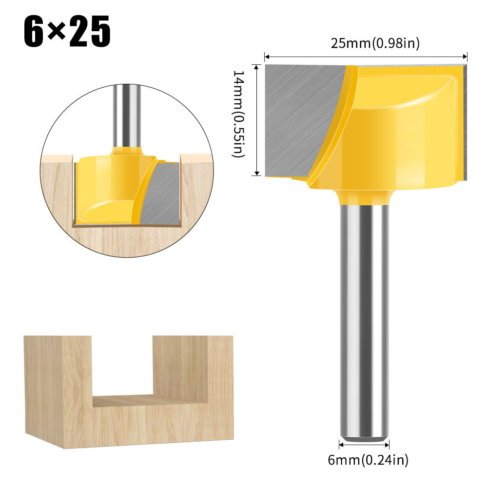 6Mm handle woodworking bottom cleaning knife slotting knife engraving machine trimming machine flat bottom cleaning knife 2-in-1 8-32mm