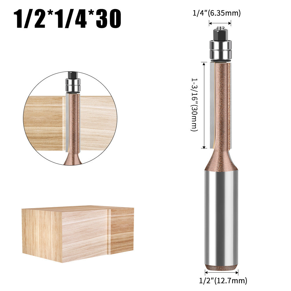 Professional grade 1/2 shank head double bearing trimming knife tungsten steel imitation woodworking milling cutter trimming alloy blade bearing