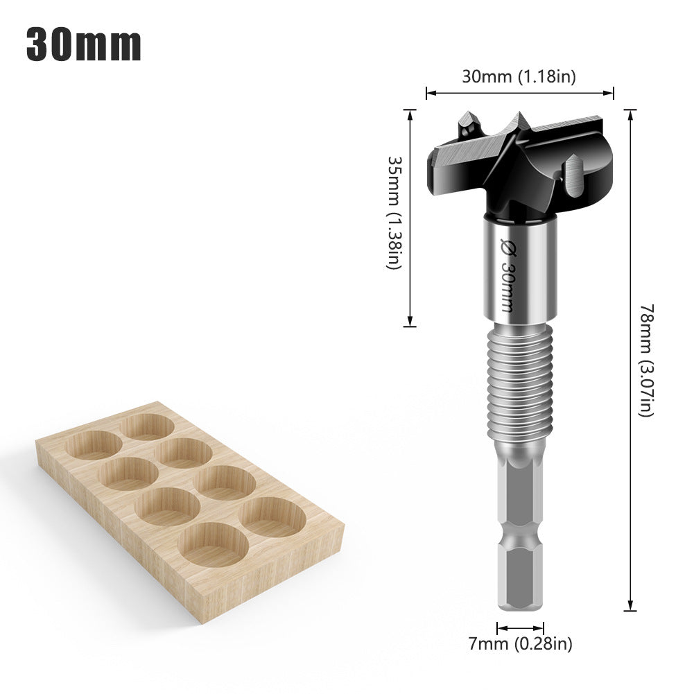 Multifunctional, woodworking hole opener, external thread flat wing drill, extended limit wooden board hand drill, reaming drill bit