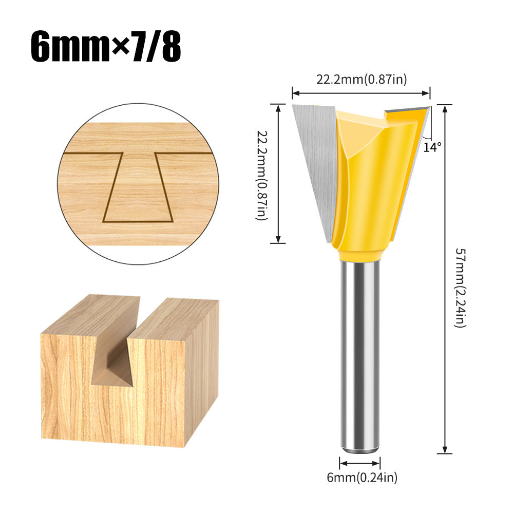 6-Piece set 1/4 handle 6 handle dovetail knife, Zikou Xun knife, woodworking milling cutter, carving knife, small dovetail knife