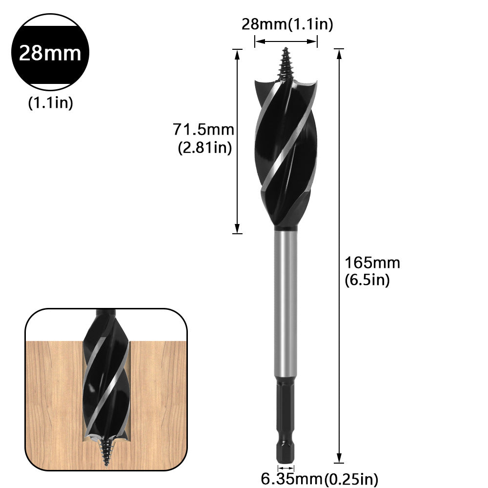 Woodworking drill Four-blade woodworking hole opener, door lock reamer, four-slot reamer Hexagonal handle, drawer opening