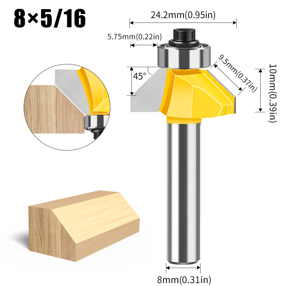 8 handle 45 degree bevel knife woodworking milling cutter trimming machine engraving machine cutter head 45 degree chamfering knife chamfering cutter head