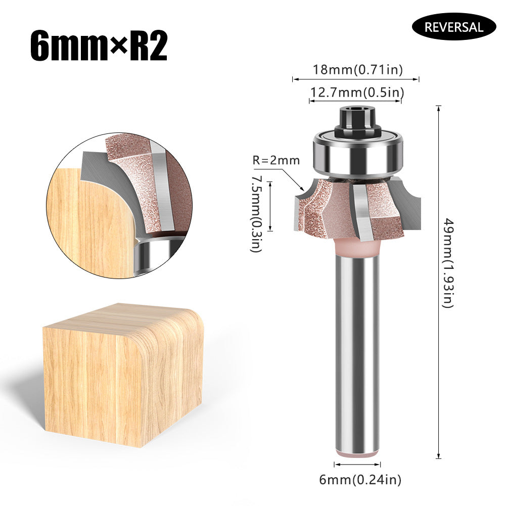 6Mm shank four-blade positive and reverse edge banding knife rounded corner knife arc trimming knife woodworking chamfering knife