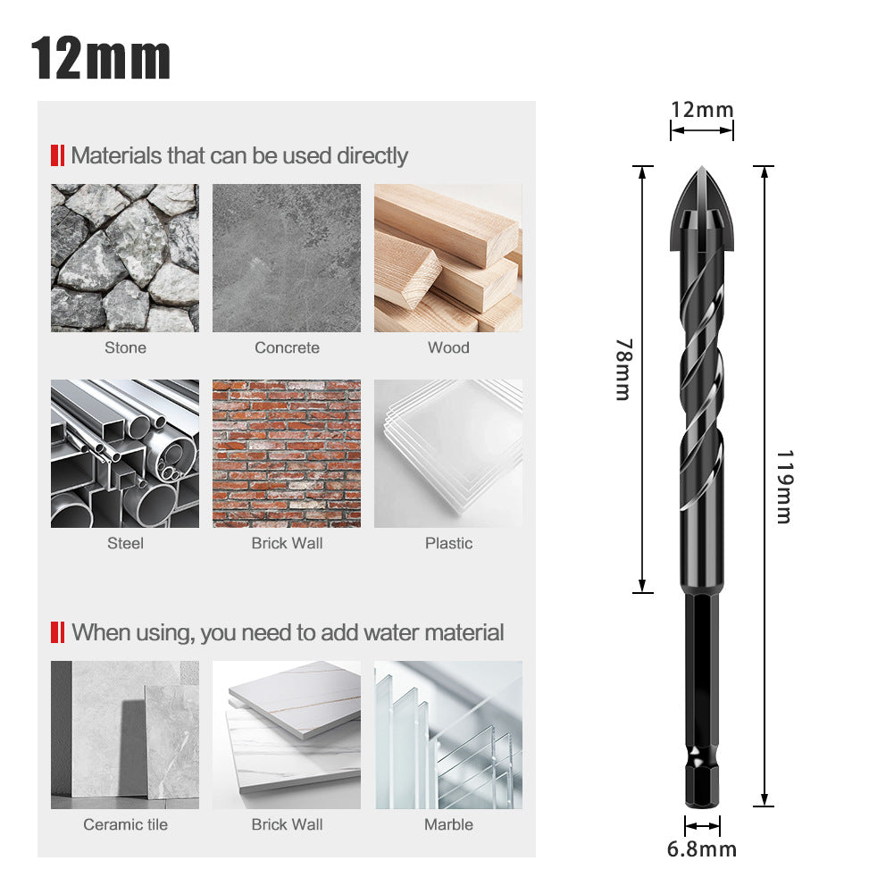 Special drill for tile drilling, tile puncher, glass cement concrete alloy, high hardness triangular overlord drill