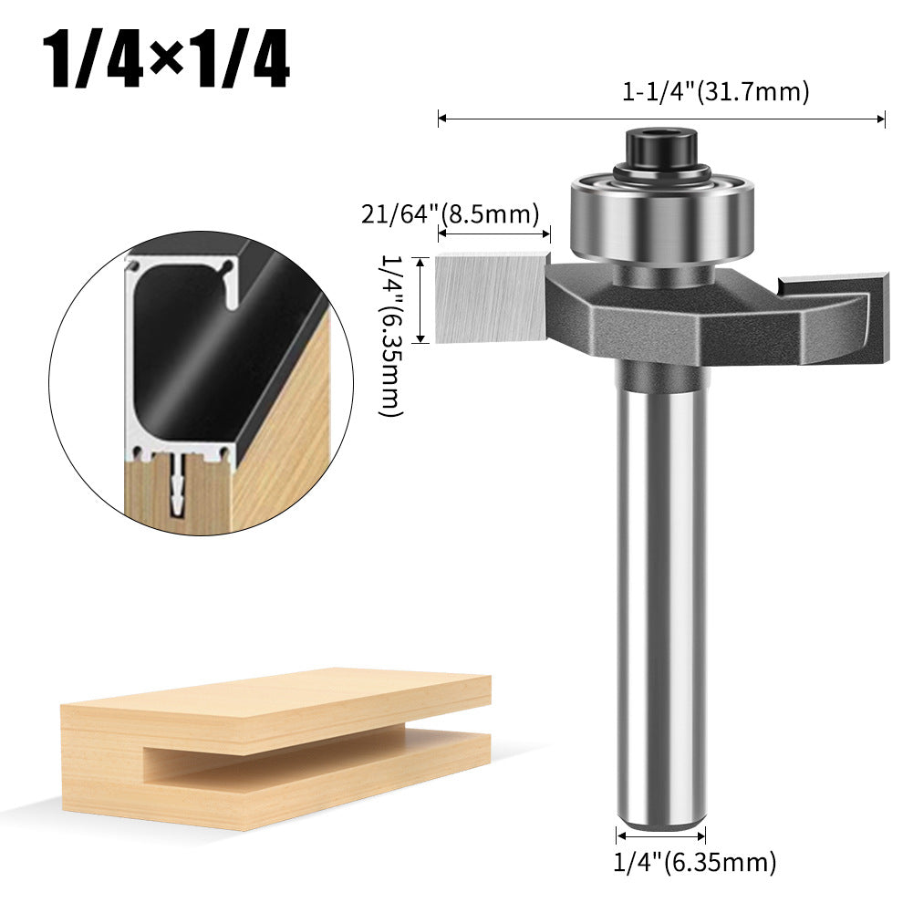 1/4 handle 1/2 handle ball T-cutter woodworking milling cutter slotting cutter slotting cutter 2-in-1 slotting begonia angle milling cutter