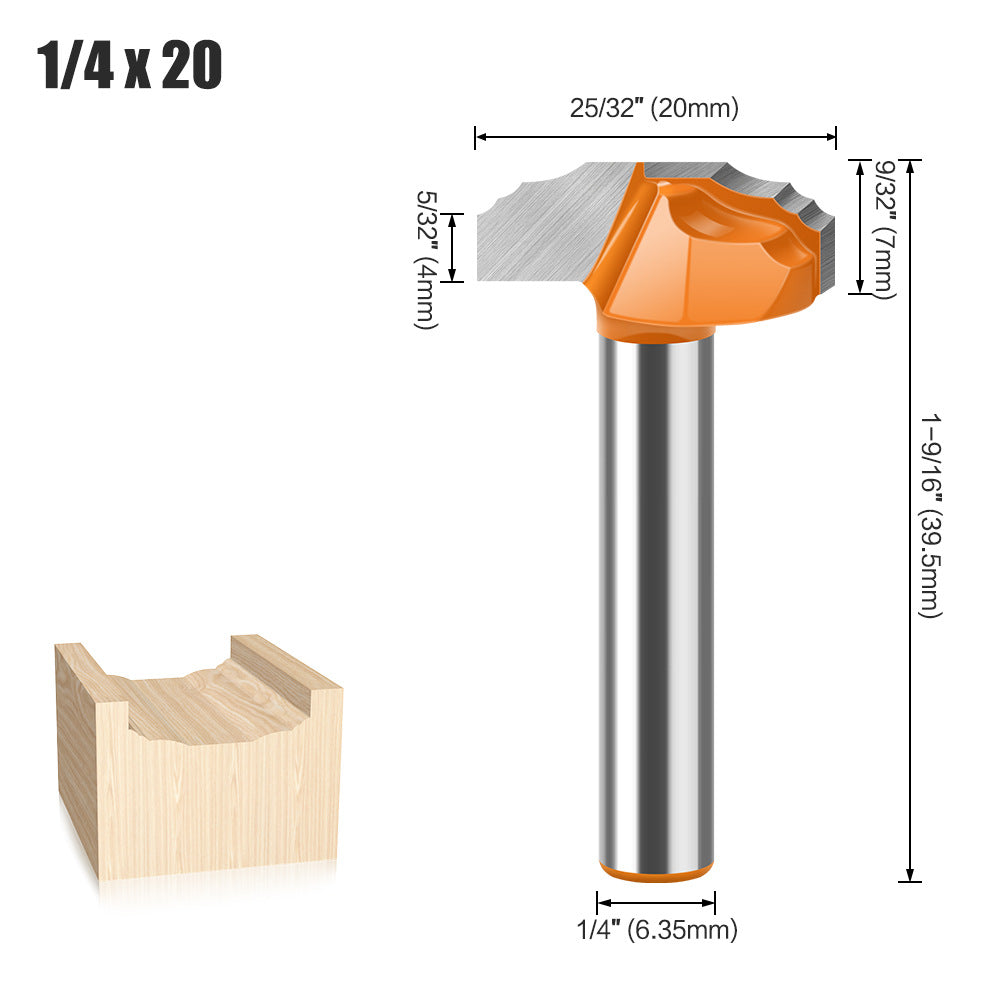 6 handle 1/4 handle Xiaodie double R wire knife cabinet door panel knife double small R flower wire knife trimmer milling cutter cabinet door knife