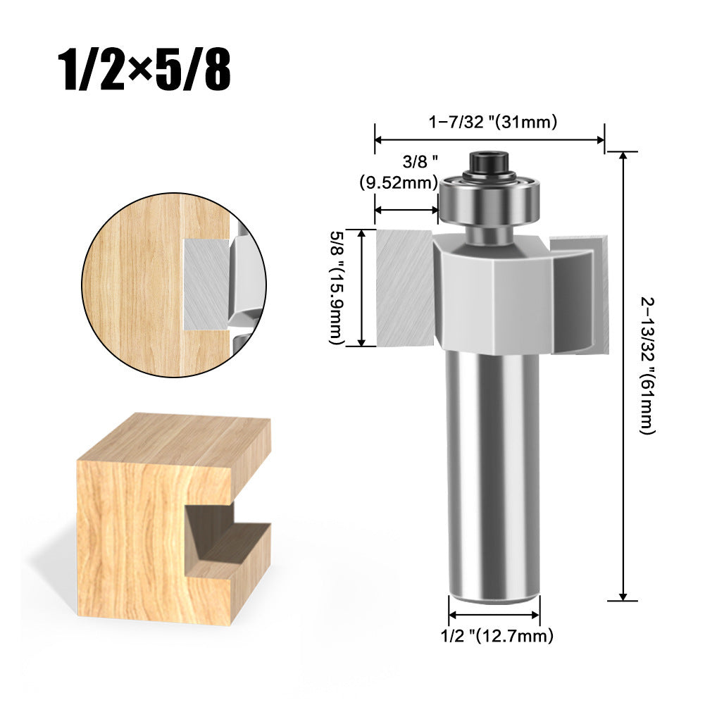 1/4 handle 1/2 handle ball T-cutter woodworking milling cutter slotting cutter slotting cutter 2-in-1 slotting begonia angle milling cutter
