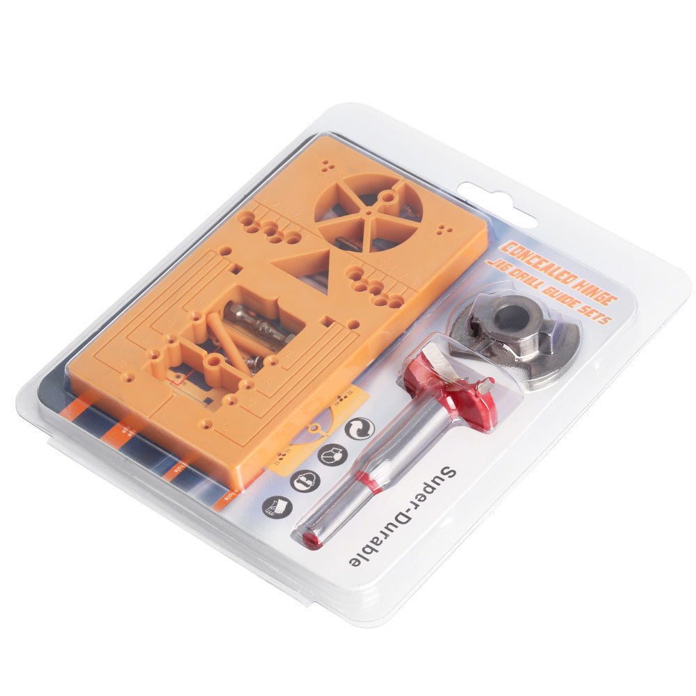 No cover hinge drill combination set, hinge hinge woodworking hole positioner 35mm adjustable