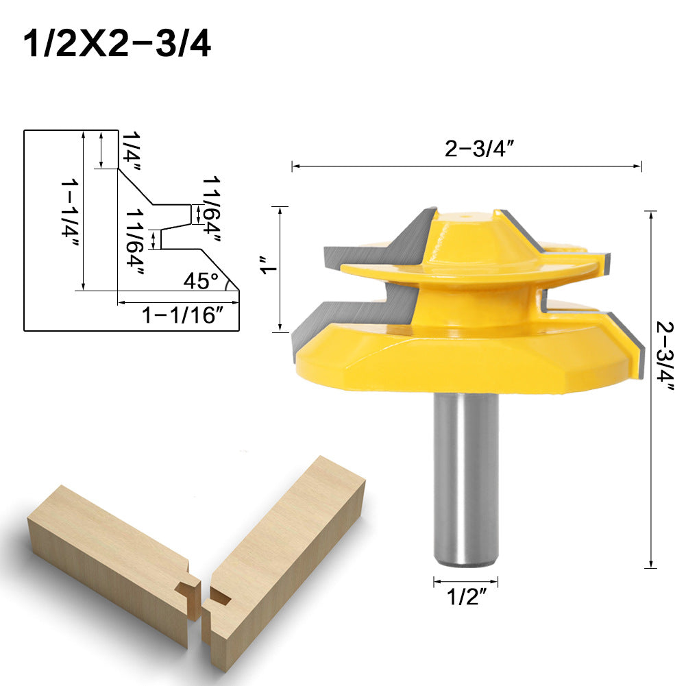 45 degree tenon cutter 1/2 * 1-3/8 woodworking milling cutter slotting cutter trimming machine cutter head engraving machine gong cutter