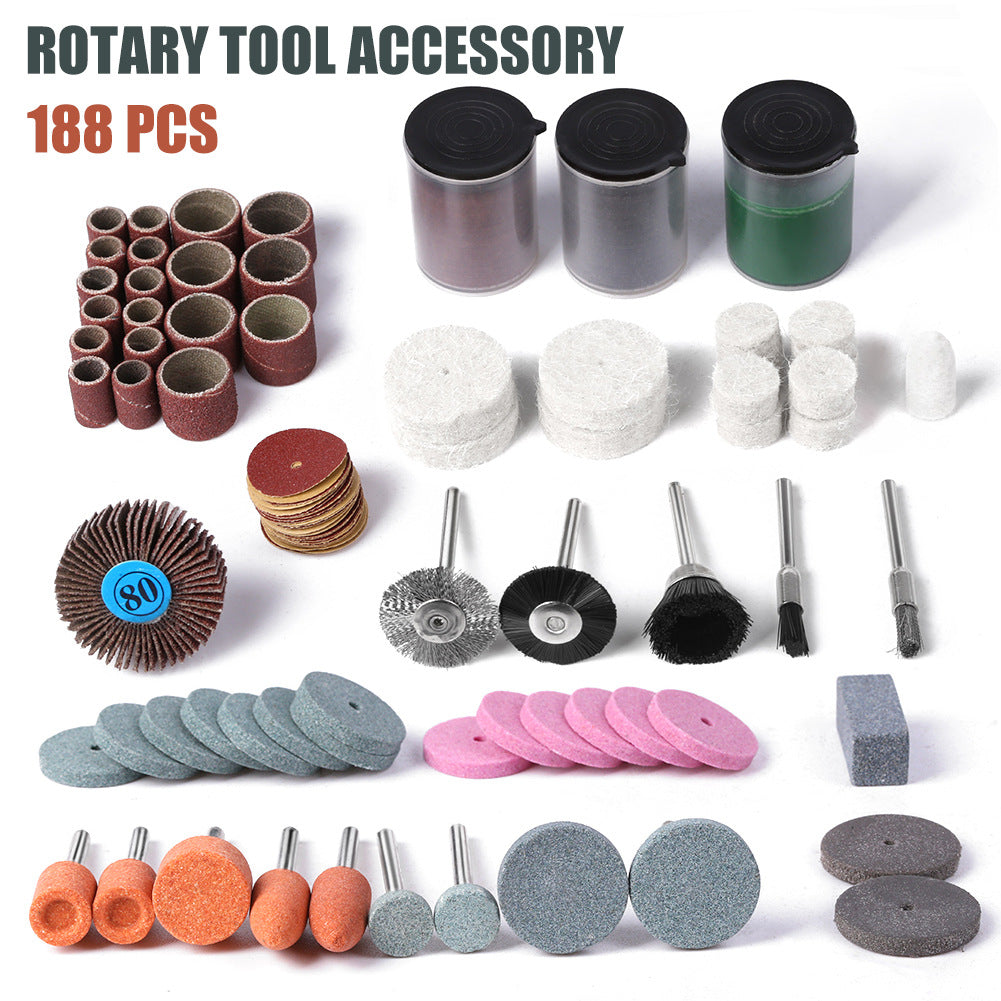 188Pcs Grinding Head Electric Grinding Machine Accessories, Group Set, Electric Grinding Head Cutting, Grinding and Polishing Combination Grinding Wheel Grinding Head