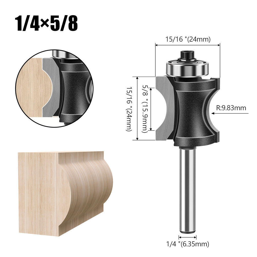 Bearing flat bottom arc knife engraving machine wood board rounded corner cutter woodworking milling cutter stair floor cutter gong milling cutter