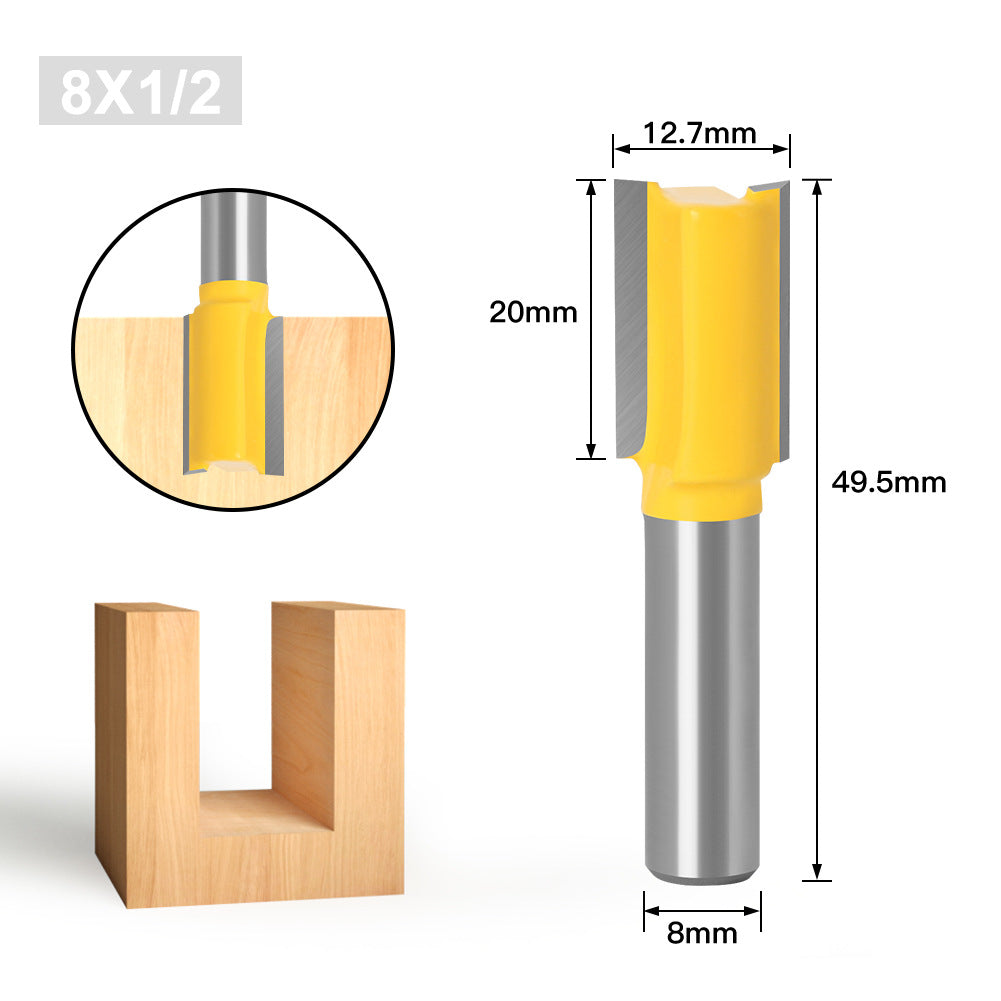 5-Piece set of 8 handle slotted straight knife woodworking double blade straight knife engraving woodworking milling cutter trimming machine cutter head 8 handle cutter head