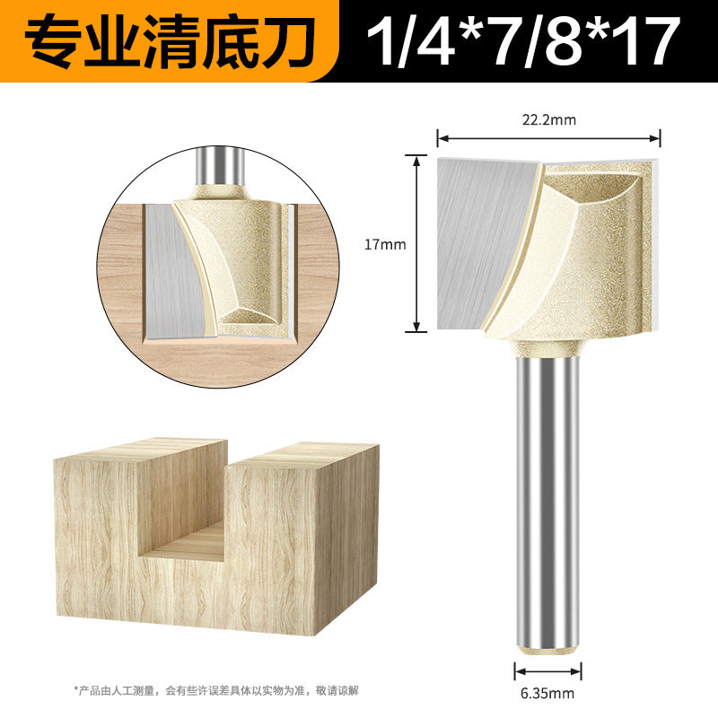 Professional grade bottom cleaning knife 1/4 handle 1/2 handle slotting knife flat bottom knife trimming machine engraving machine milling cutter complete specifications