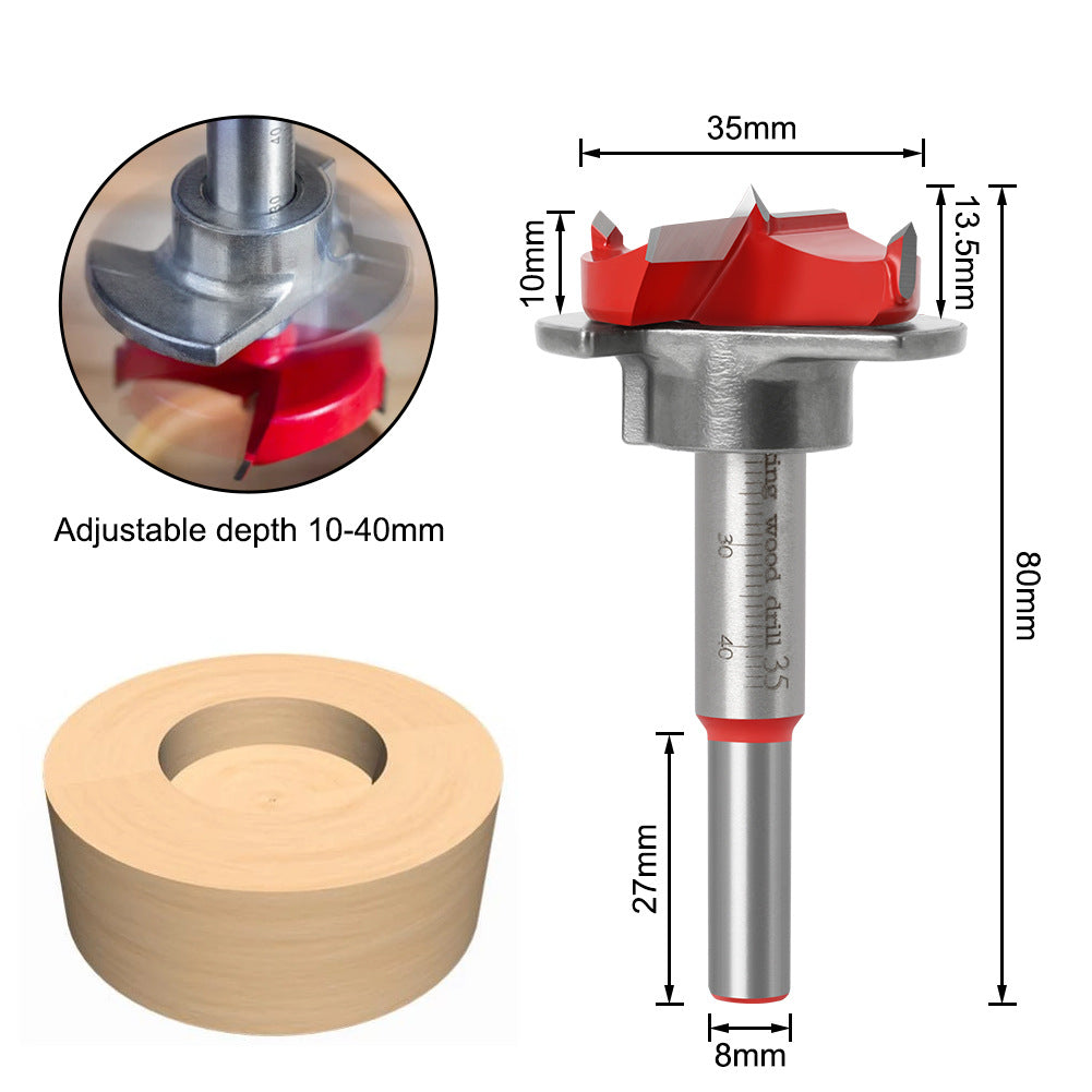 No cover hinge drill combination set, hinge hinge woodworking hole positioner 35mm adjustable