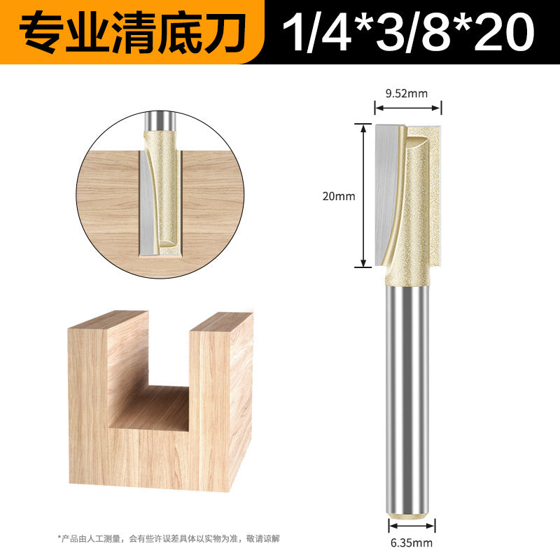 Professional grade bottom cleaning knife 1/4 handle 1/2 handle slotting knife flat bottom knife trimming machine engraving machine milling cutter complete specifications