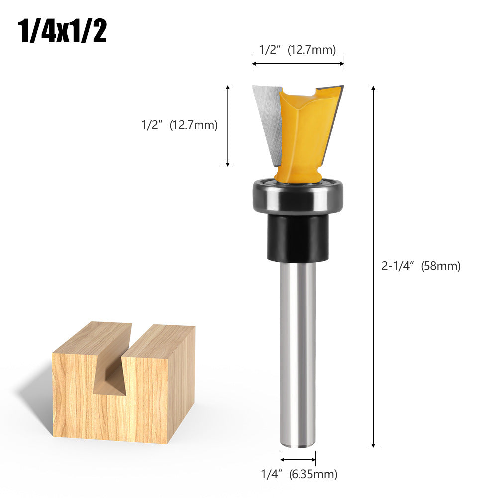 Bearing imitation dovetail knife slotting trimming machine head mouth < unk > knife 1/4 handle tenon knife engraving machine woodworking milling cutter