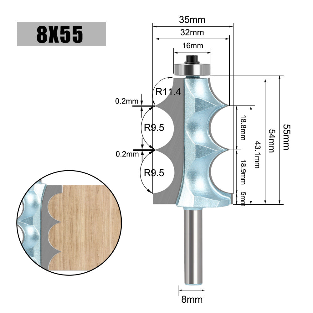 Double R convex bead knife cabinet line knife decorative line knife engraving machine trimming with bearing woodworking curve knife