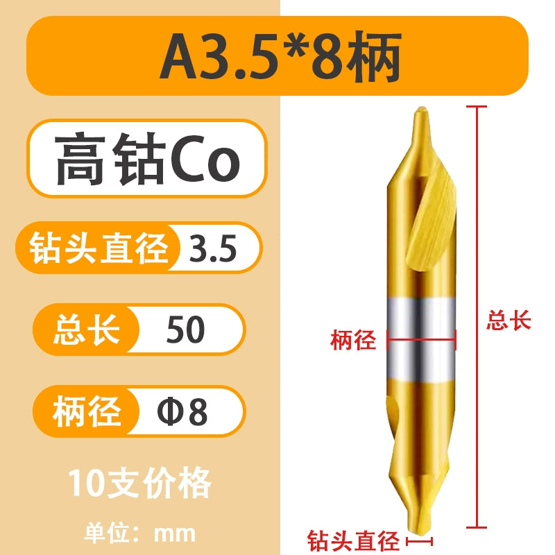 High-Quality Center Drill Bit - 60 Degree Titanium Coated Center Drill Bit, Full Grind HSS Spiral Coated Centering Drill A1-A6