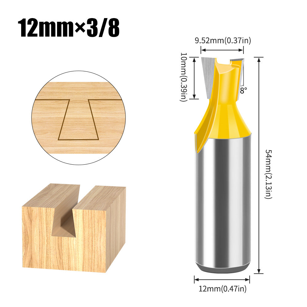 5-piece set of 1/2 handle 12 handle, dovetail knife, zikou Xun knife, woodworking milling cutter, carving knife, dovetail knife slotting knife