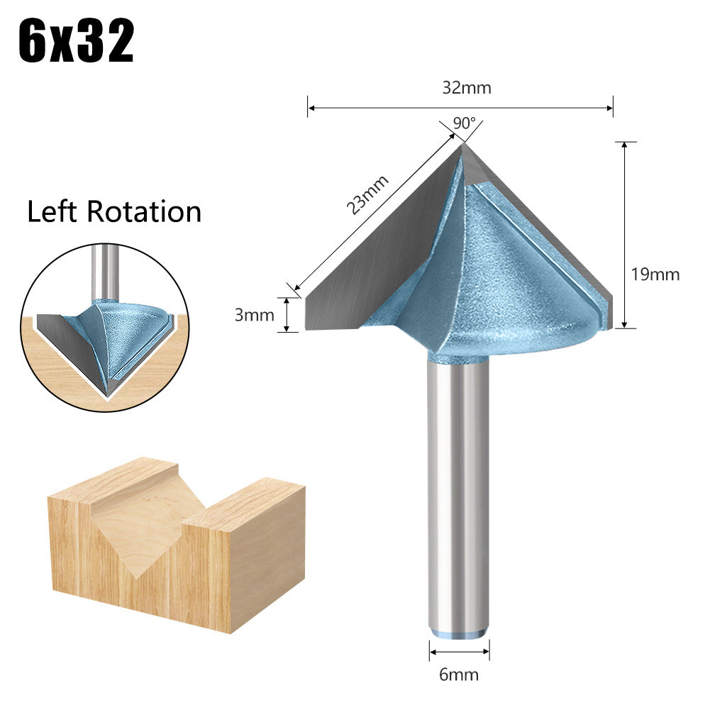 90 ° V knife forward rotation and reverse corner knife 3D computer engraving knife 45 degree trimming knife woodworking milling cutter acrylic