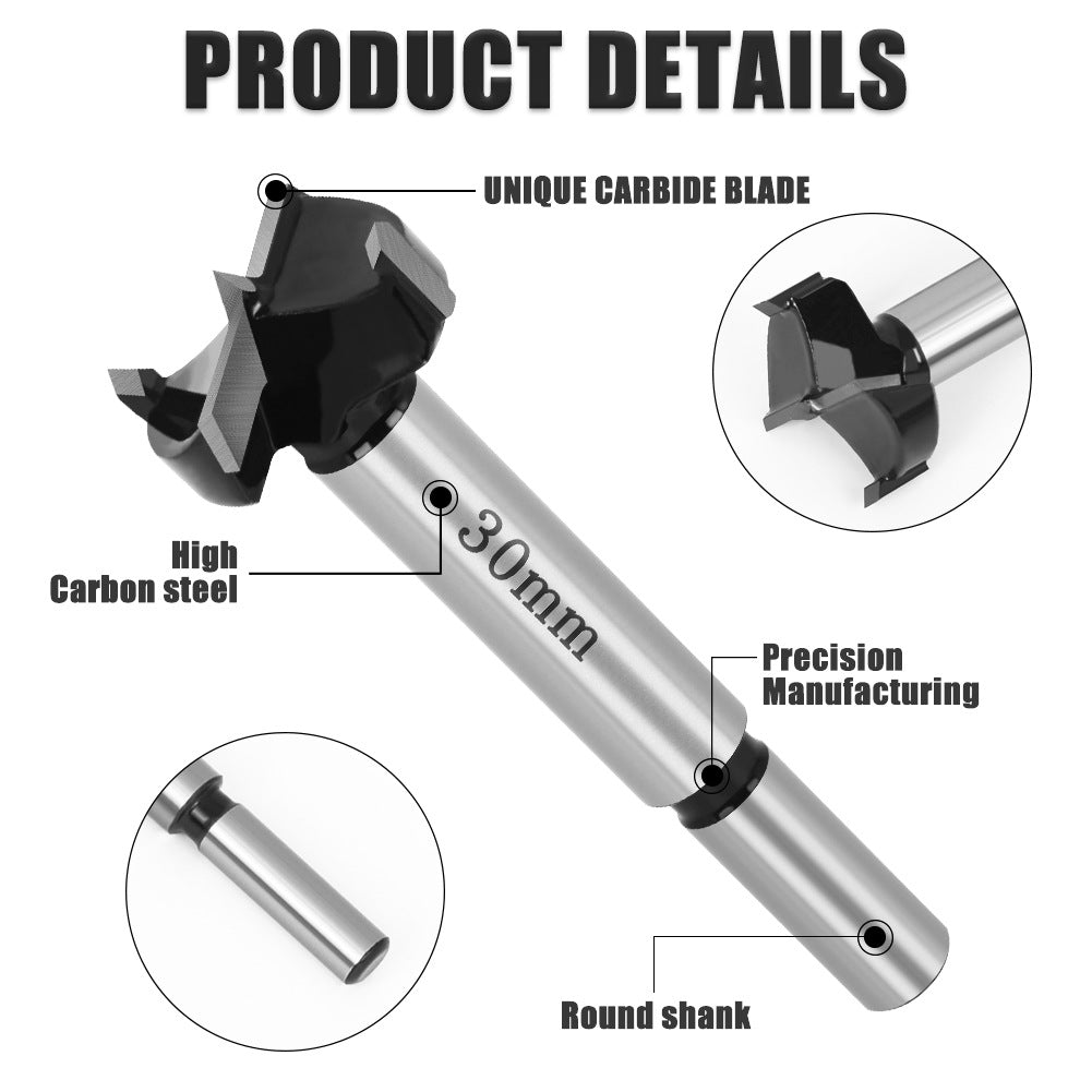 5-Piece woodworking hole opener, hand drill wood board reaming drill bit, hinge alloy plastic gypsum board wood