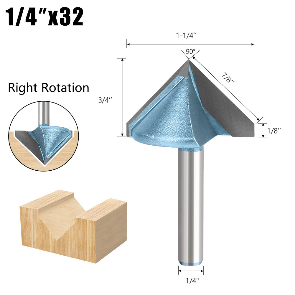 90 ° V knife forward rotation and reverse corner knife 3D computer engraving knife 45 degree trimming knife woodworking milling cutter acrylic