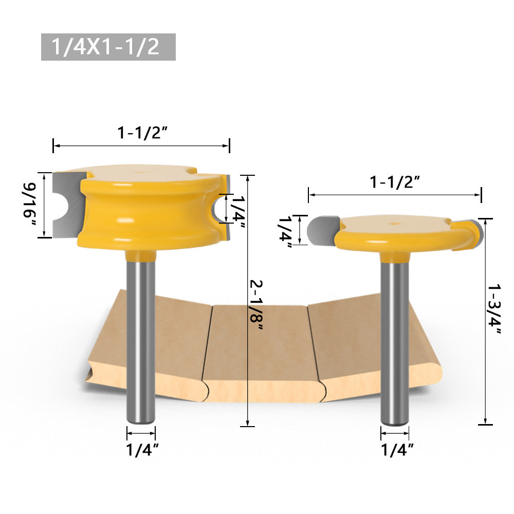 2-Piece set of arc T-shaped tenon cutters, floor cutters, plywood cutters, woodworking milling cutters, trimming machines, engraving machine, milling cutters