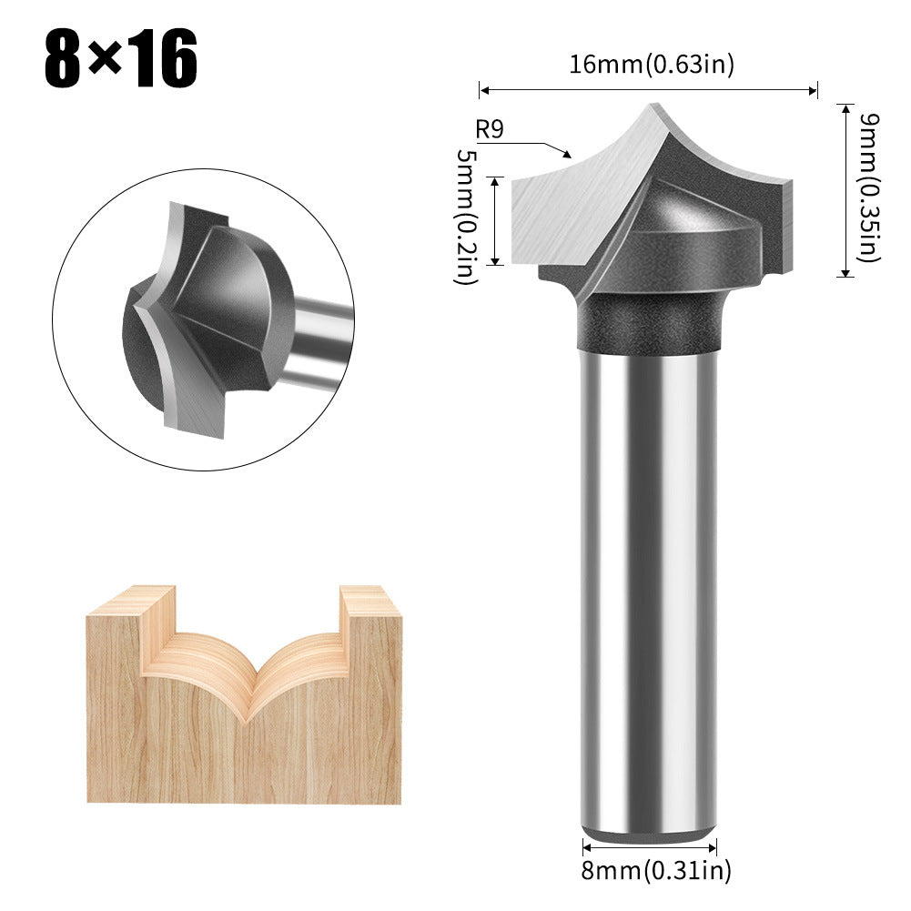 8Mm handle pointed nozzle engraving knife woodworking milling cutter slotting line pointed cutter head arc v-edge knife trimming machine tool