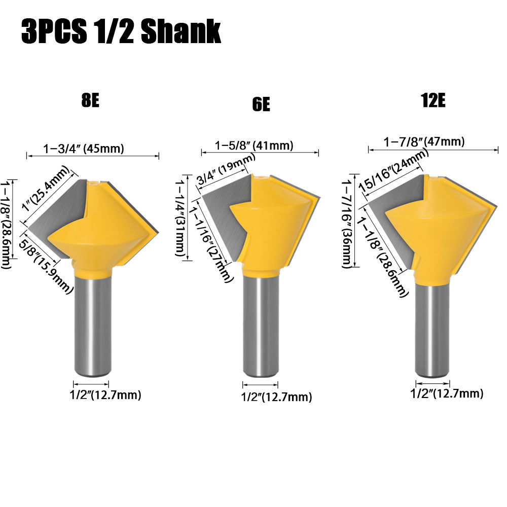 1/2 handle 3-piece set multilateral knife bird's beak interface knife 6 sides 8 sides 12 sides multi-purpose knife tenon knife woodworking router