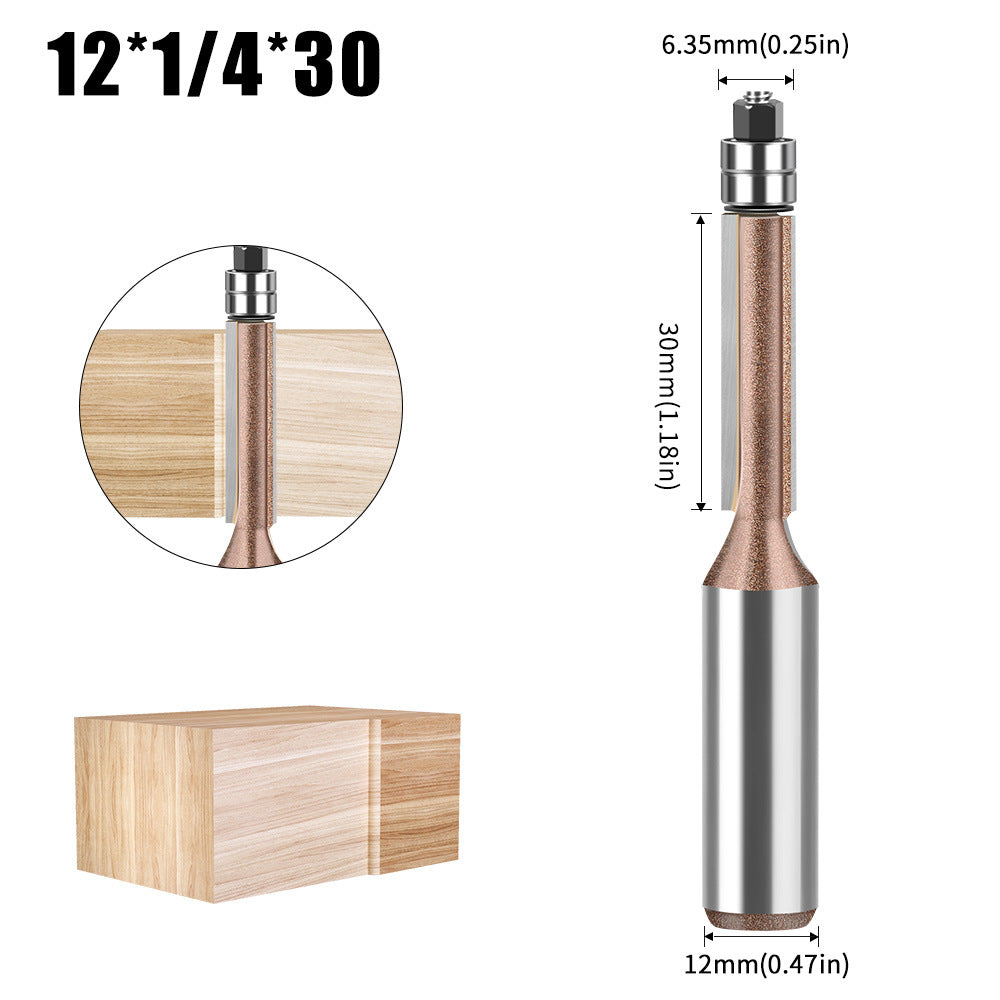 Professional grade 1/2 shank head double bearing trimming knife tungsten steel imitation woodworking milling cutter trimming alloy blade bearing