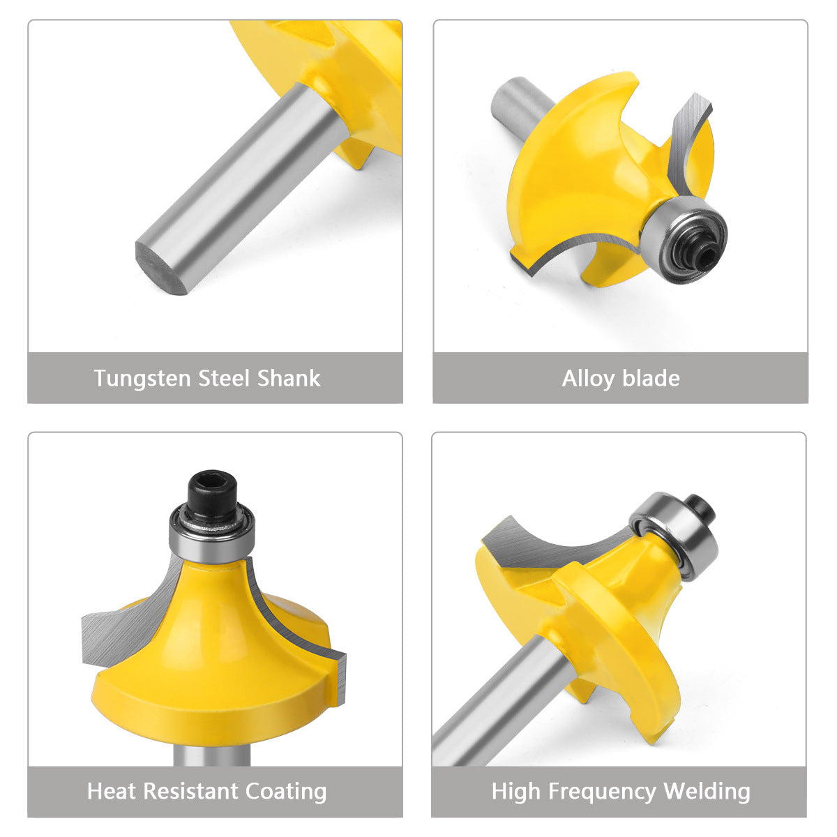Woodworking milling cutter 8 handle 12-piece set yellow, woodworking engraving machine/bakelite milling/trimming machine, cutter head set cutter