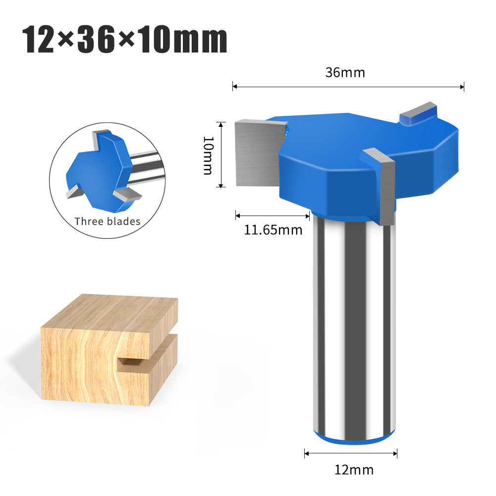 Three-blade T-knife Tungsten steel milling cutter Slotting cutter Bottom cleaning cutter Three-tooth T-cutter Slotting cutter Large diameter trimming machine industry