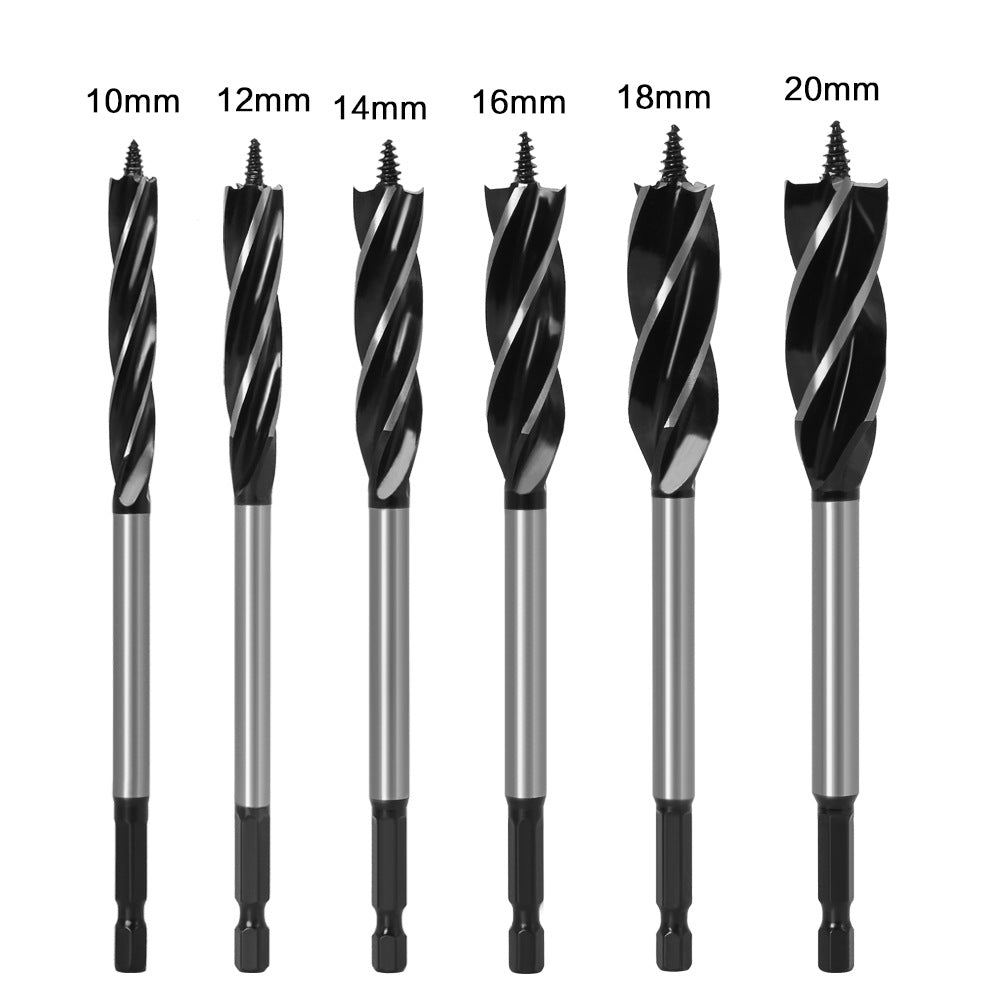 Woodworking drill Four-blade woodworking hole opener, door lock reamer, four-slot reamer Hexagonal handle, drawer opening