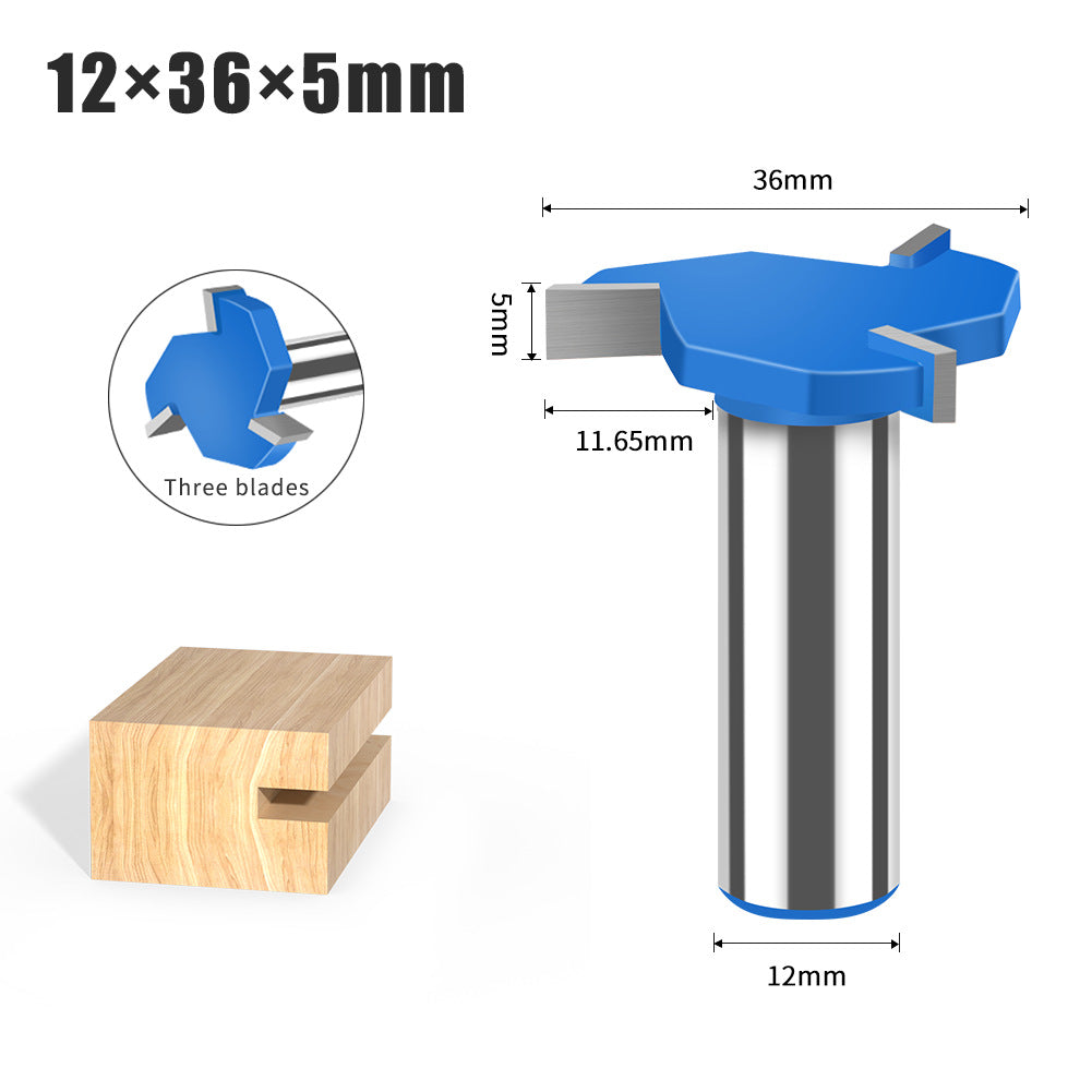 Three-blade T-knife Tungsten steel milling cutter Slotting cutter Bottom cleaning cutter Three-tooth T-cutter Slotting cutter Large diameter trimming machine industry