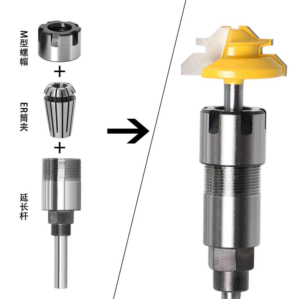 Milling cutter extension rod 1/4 8mm 1/2 handle trimming machine bakelite milling engraving machine ER chuck extension rod foreign trade