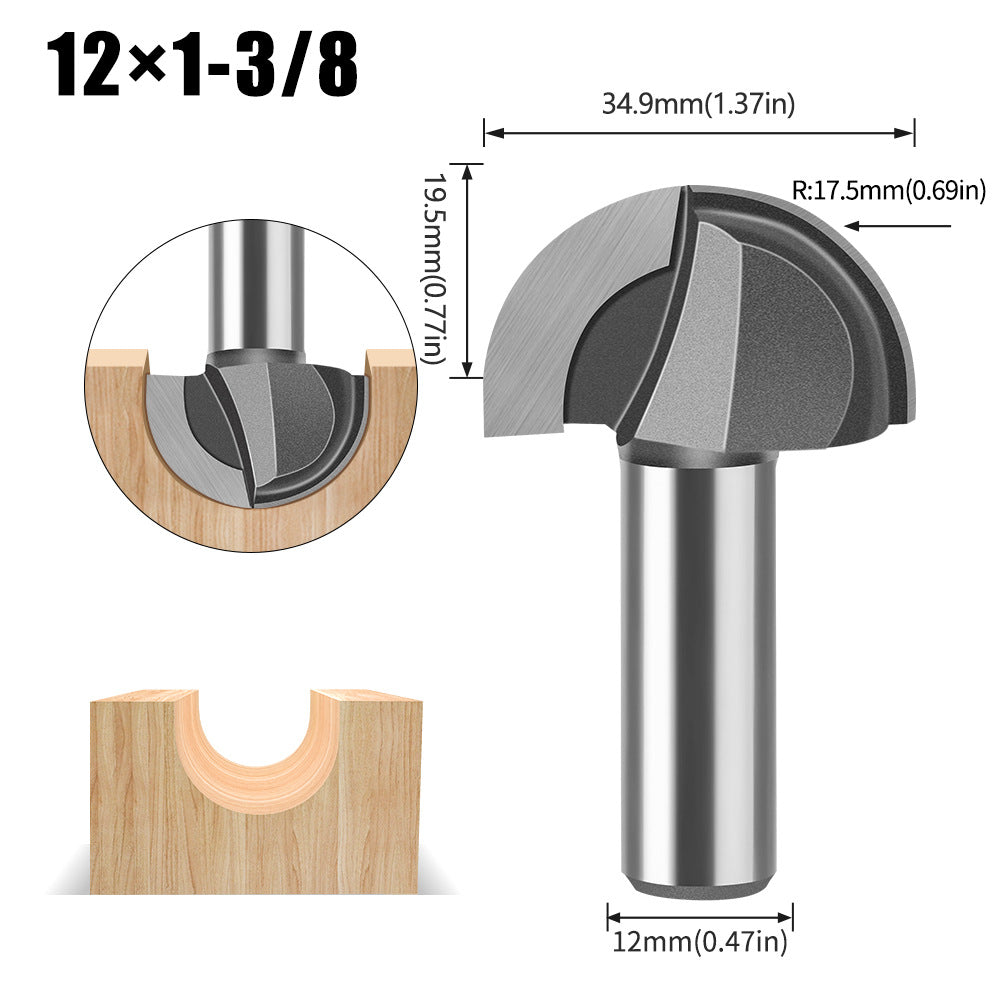 6 handle 12 handle slotting knife bottom digging knife woodworking round bottom knife, engraving machine, trimming machine knife head round bottom trimming milling cutter