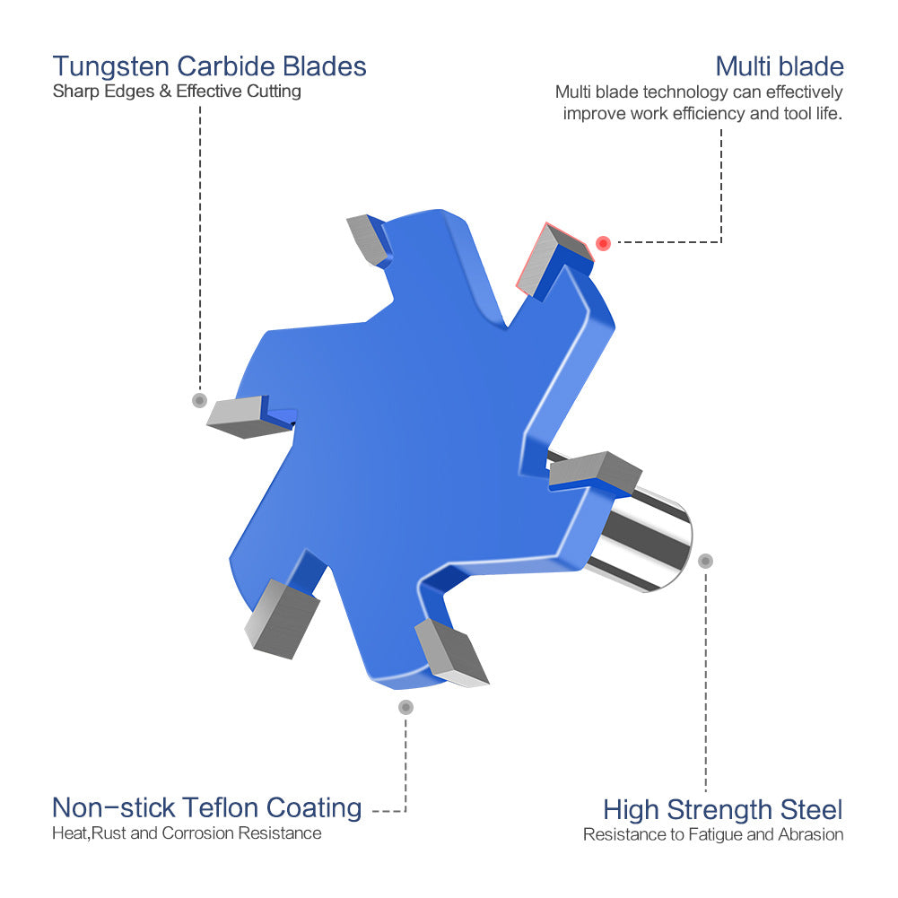 6-Tooth four-tooth T-shaped knife 1/2 handle 12mm handle woodworking tool lengthened T-shaped cutter slotted milling cutter T-shaped tenon cutter