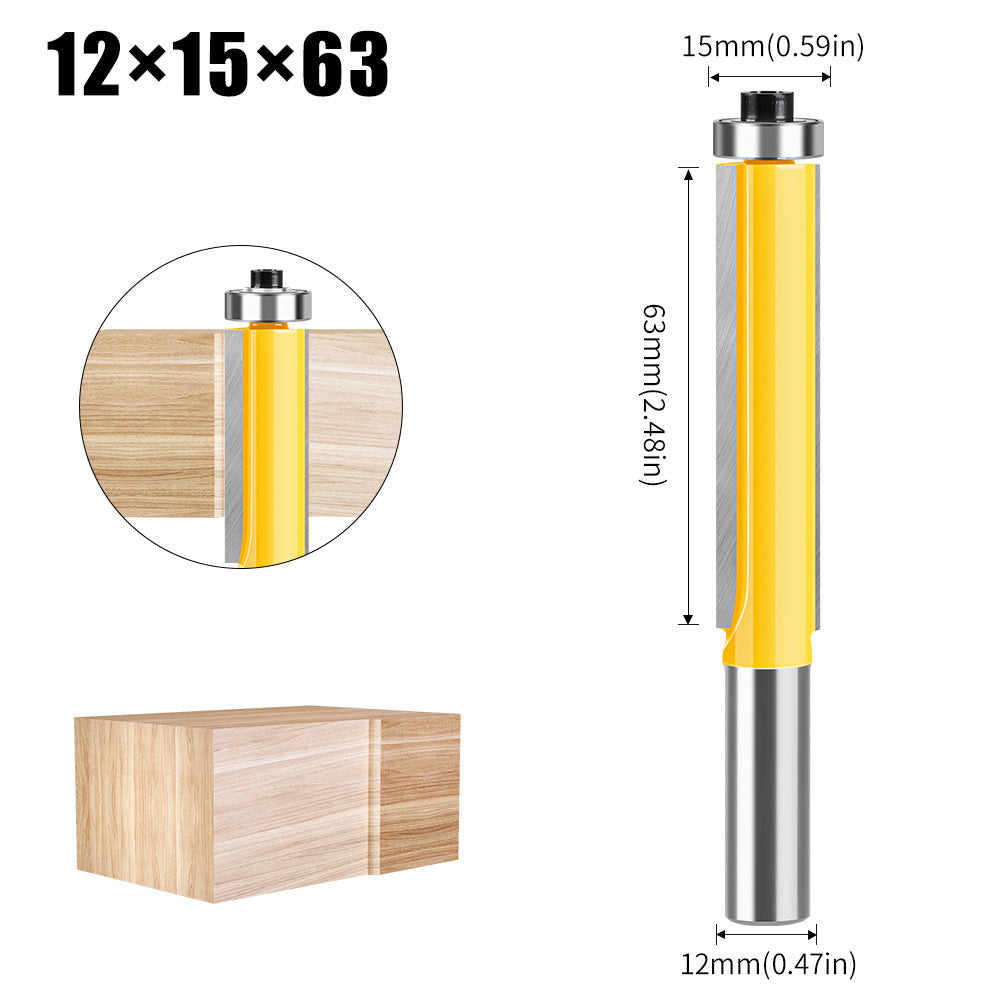 12 handle extended trimming knife with bearing trimming knife double edge straight knife woodworking milling cutter tool trimming machine head
