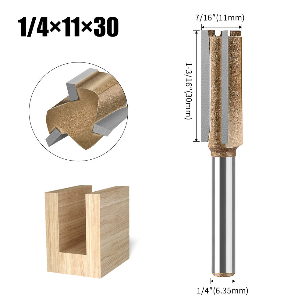Professional grade three-blade straight knife woodworking special milling cutter head slotting knife woodworking knife trimming grooving knife 1/4 handle 1/2 handle