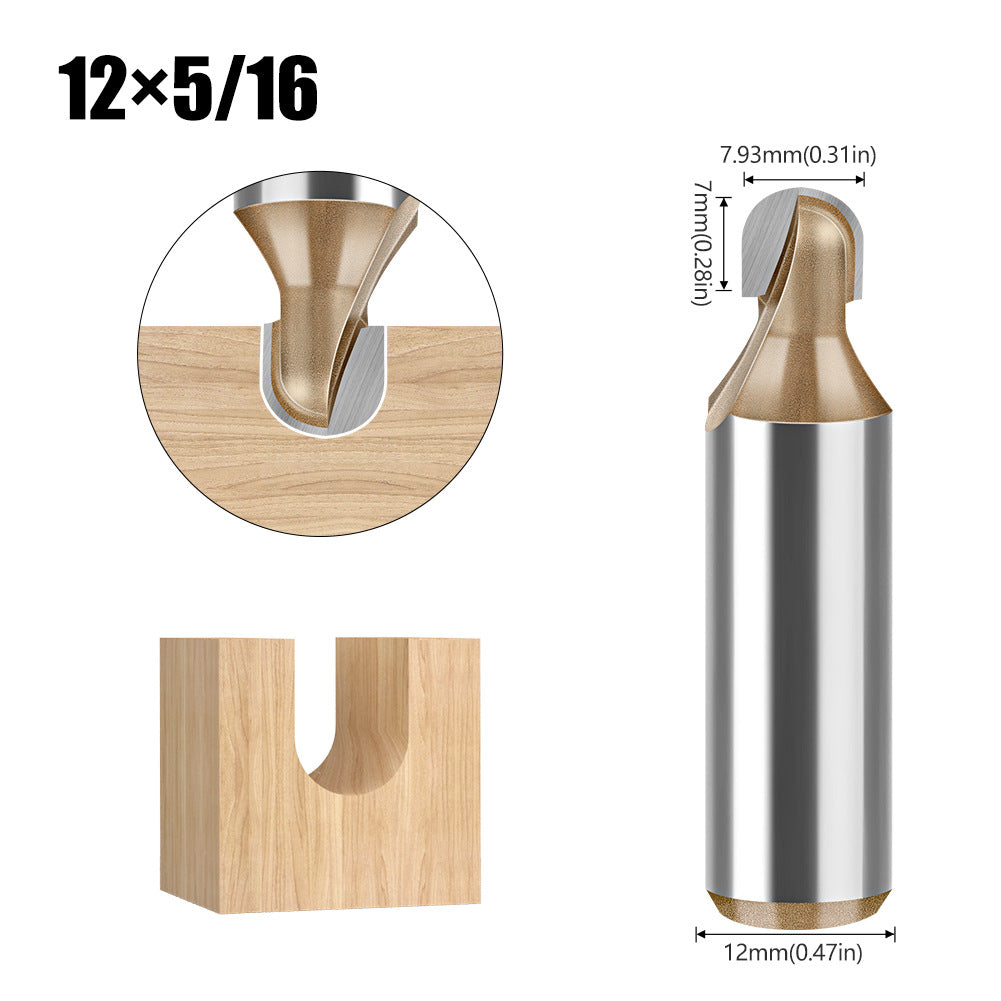 Professional grade round bottom cutter woodworking milling cutter slotting cutter 1/2 handle arc trimming machine engraving machine electric milling gong cutter head