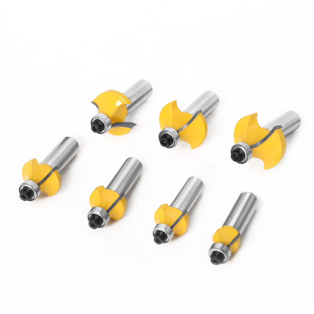 7-Piece set of fillet knife 1/2 handle 12 handle, woodworking milling cutter slotting knife trimming machine R chamfering knife engraving machine gong knife