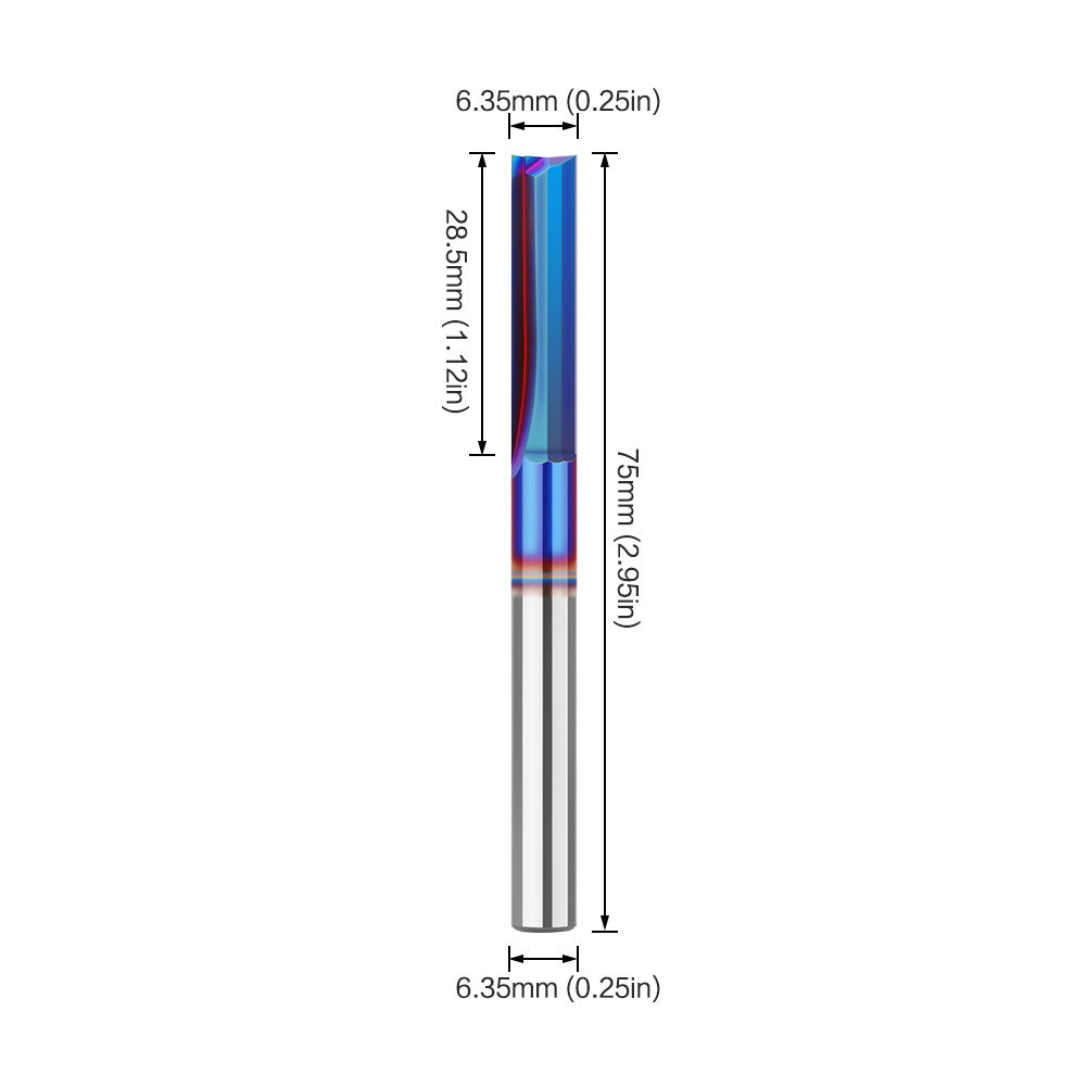 2-Blade Straight Knife Straight Groove Top Spin Blue Nano Woodworking Slotting Straight Knife Integral Alloy Woodworking Milling Cutter
