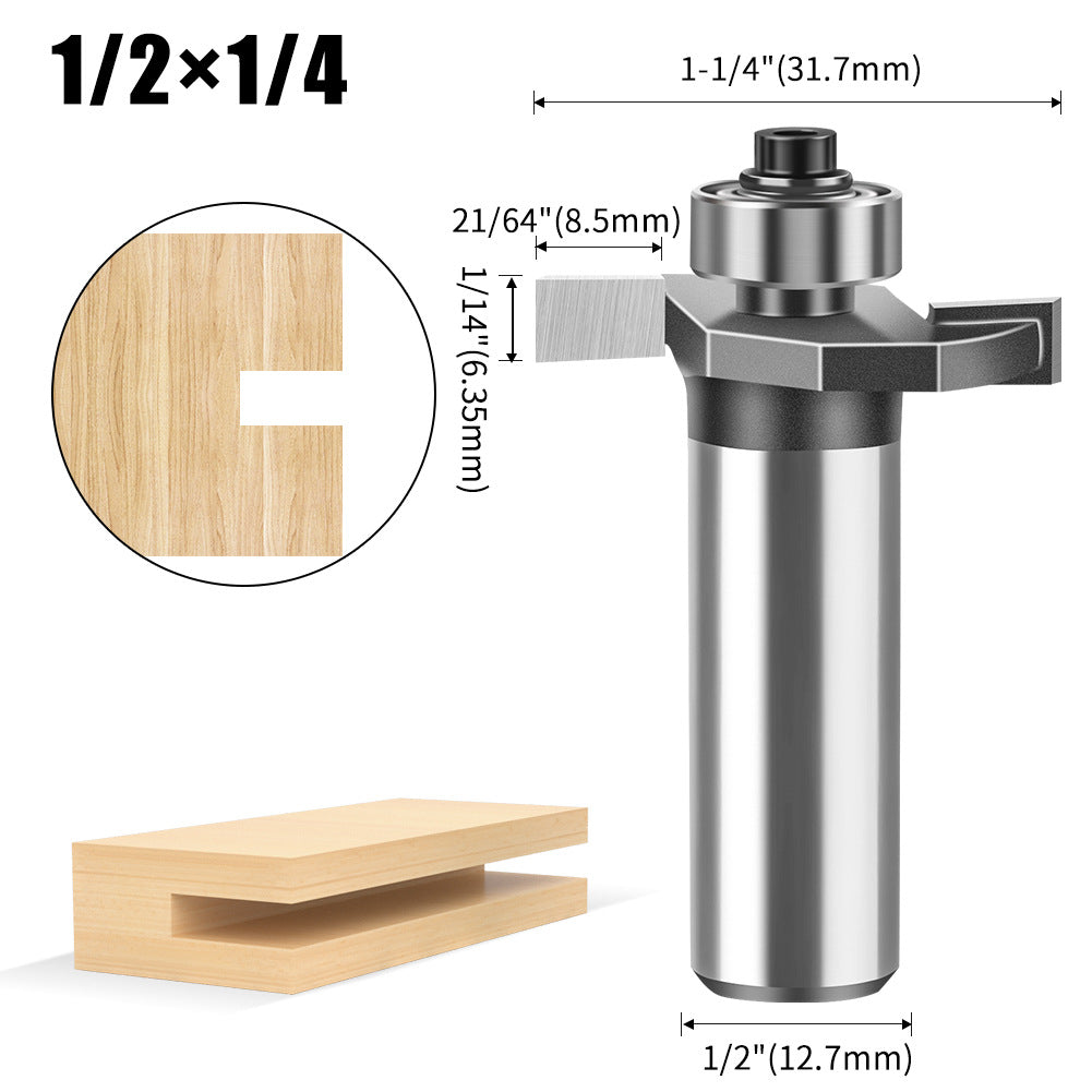 1/4 handle 1/2 handle ball T-cutter woodworking milling cutter slotting cutter slotting cutter 2-in-1 slotting begonia angle milling cutter
