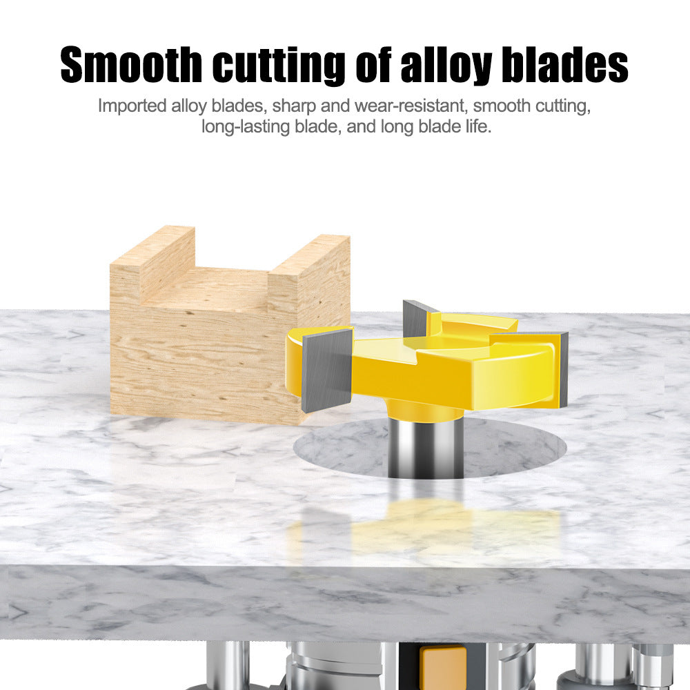 Three-blade T-slotting cutter T-type mortise and tenon cutter engraving machine trimming machine cutter head, woodworking milling cutter alloy notch cutter