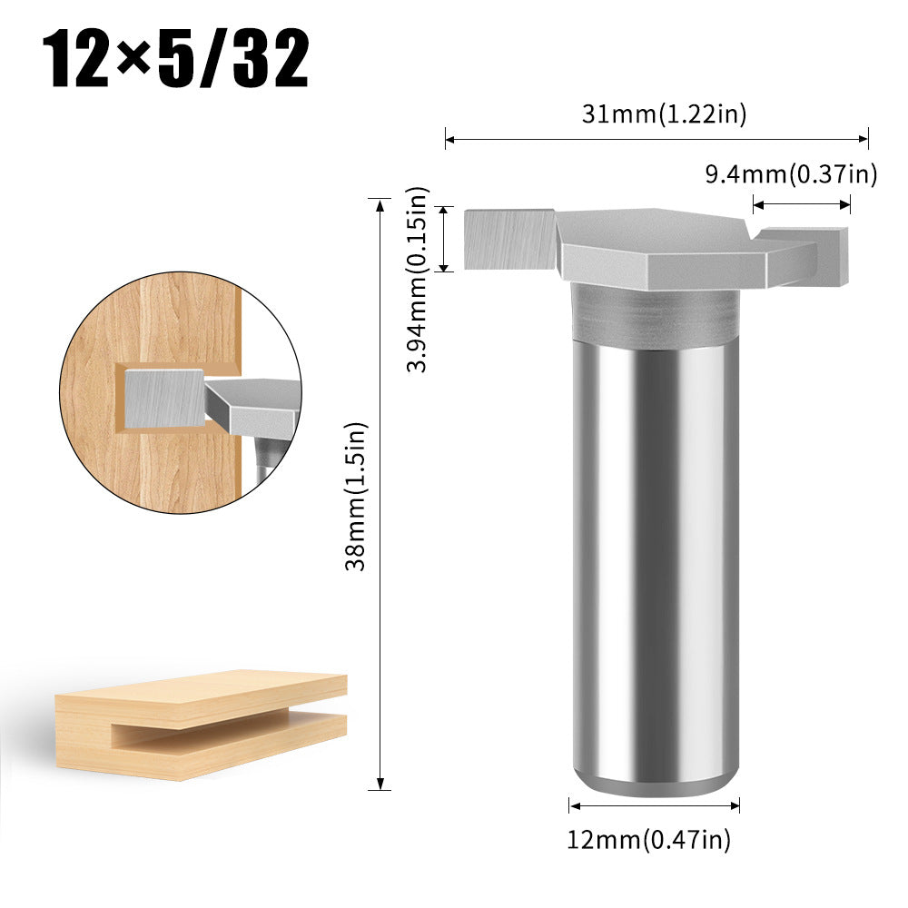 6 handle 12 handle T-shaped knife Slotted knife Alloy slotting cutter head Woodworking milling cutter Tungsten steel cutter head Woodworking slotting knife