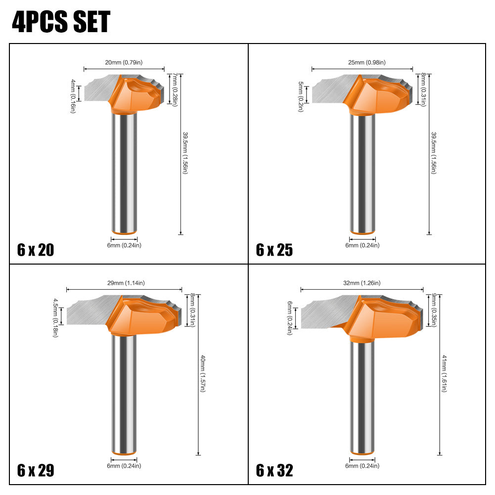 6 handle 1/4 handle Xiaodie double R wire knife cabinet door panel knife double small R flower wire knife trimmer milling cutter cabinet door knife