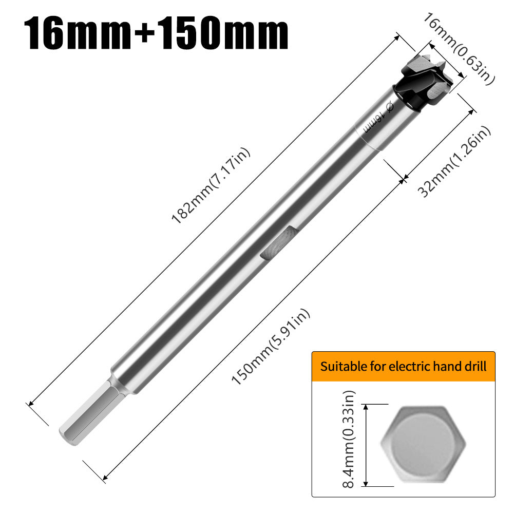 Multifunctional extended woodworking hole opener, external thread flat wing drill, extended limit wooden board hand drill, reaming drill bit