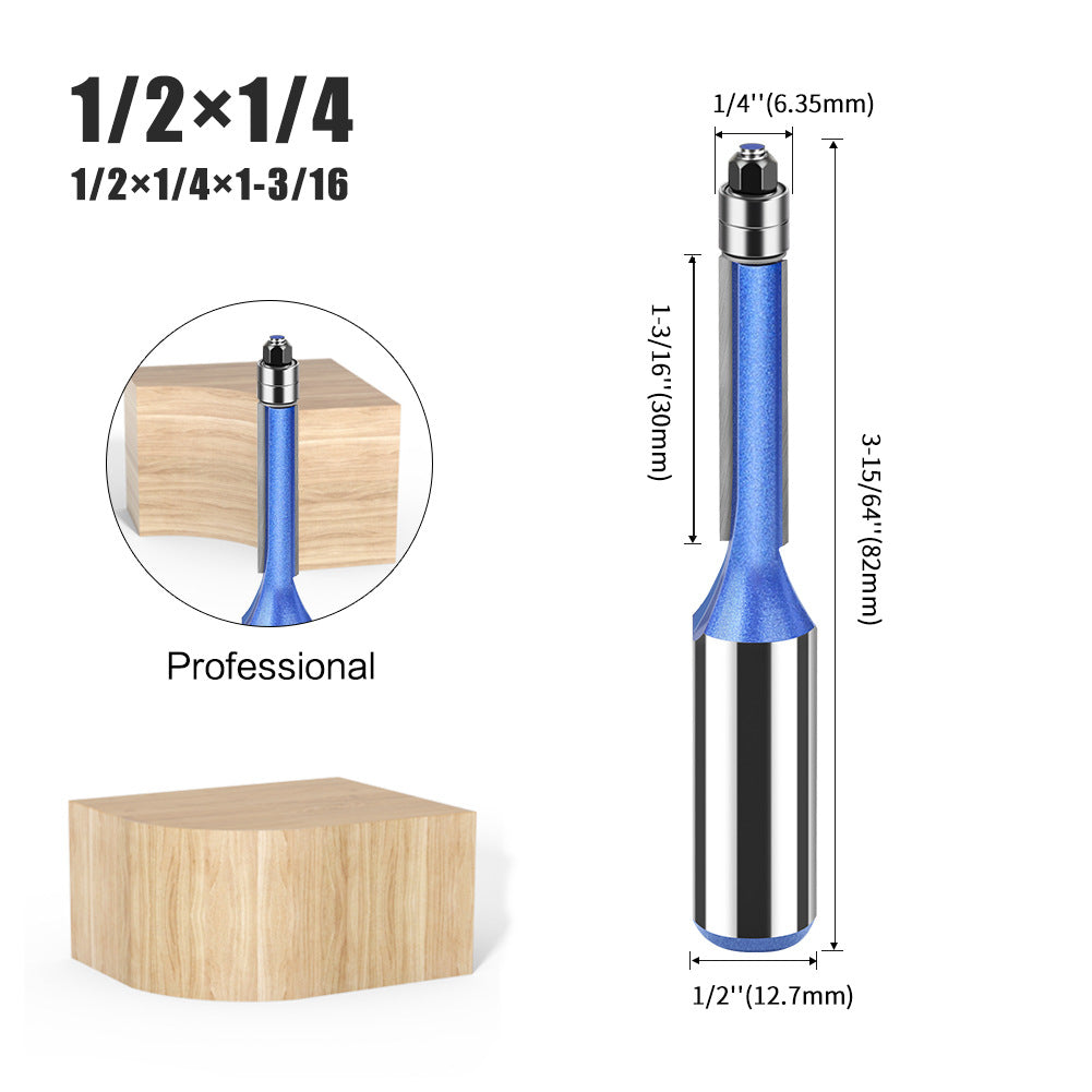 Professional grade head double bearing trimming knife 1/2 handle 12 handle trimming machine knife head woodworking side milling cutter trimming knife