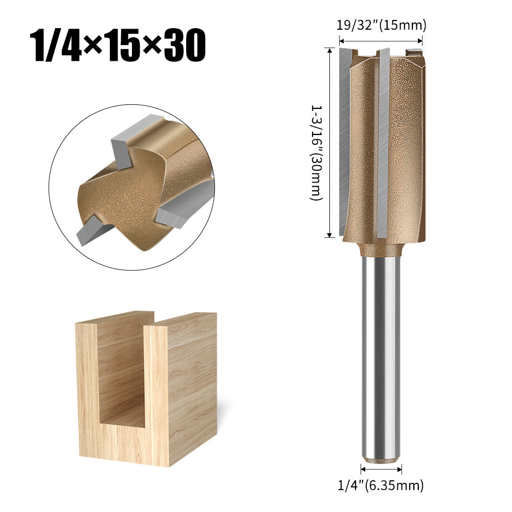 Professional grade three-blade straight knife woodworking special milling cutter head slotting knife woodworking knife trimming grooving knife 1/4 handle 1/2 handle